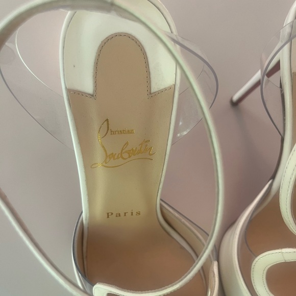 Louboutin White Platform heel 5 in - Picture 5 of 10